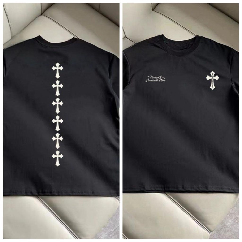 American Ruffian Retro Fashion Cotton Trend High Quality Popular Cross Print Unisexs Short Sleeve Casual Loose Large Size TShirt