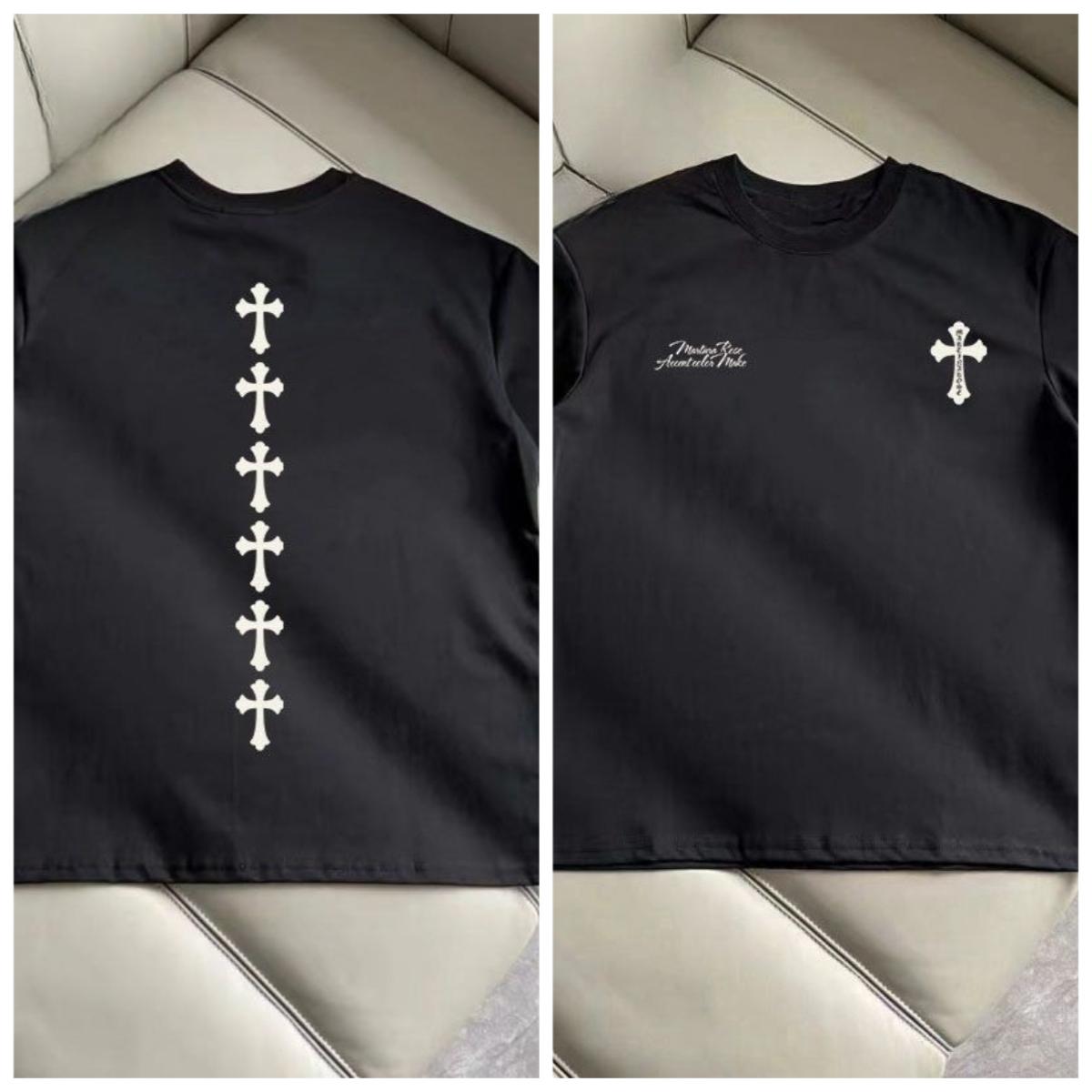 

American Ruffian Retro Fashion Cotton Trend High Quality Popular Cross Print Unisexs Short Sleeve Casual Loose Large Size TShirt 4XL