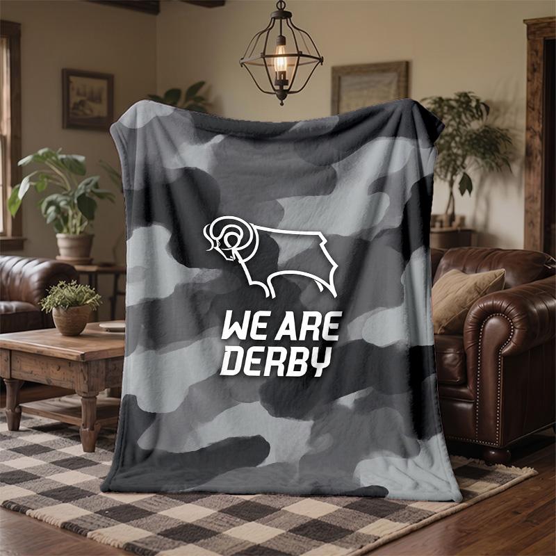 Derby County Football Print Flannel Blanket Soft Warm Sofa Bed Throw Blanket For Home Office Bedroom