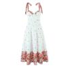 Orange Sunset House Same Style French style Pastoral Style Gentle Patchwork Floral Bow Lace-up Sling Dress