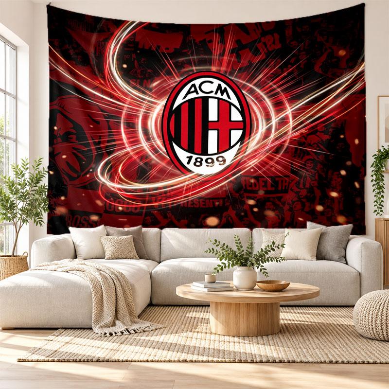 AC Milan Wall Tapestry, Soft Fabric Wall Hanging, Decorative Backdrop For Bedroom Home Wall Art