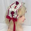 Gothic Strawberry Lolita Headband Handmade Elegant Lolita Bowknot Headdress Ruffled Bowknot Lolita Hair Accessories