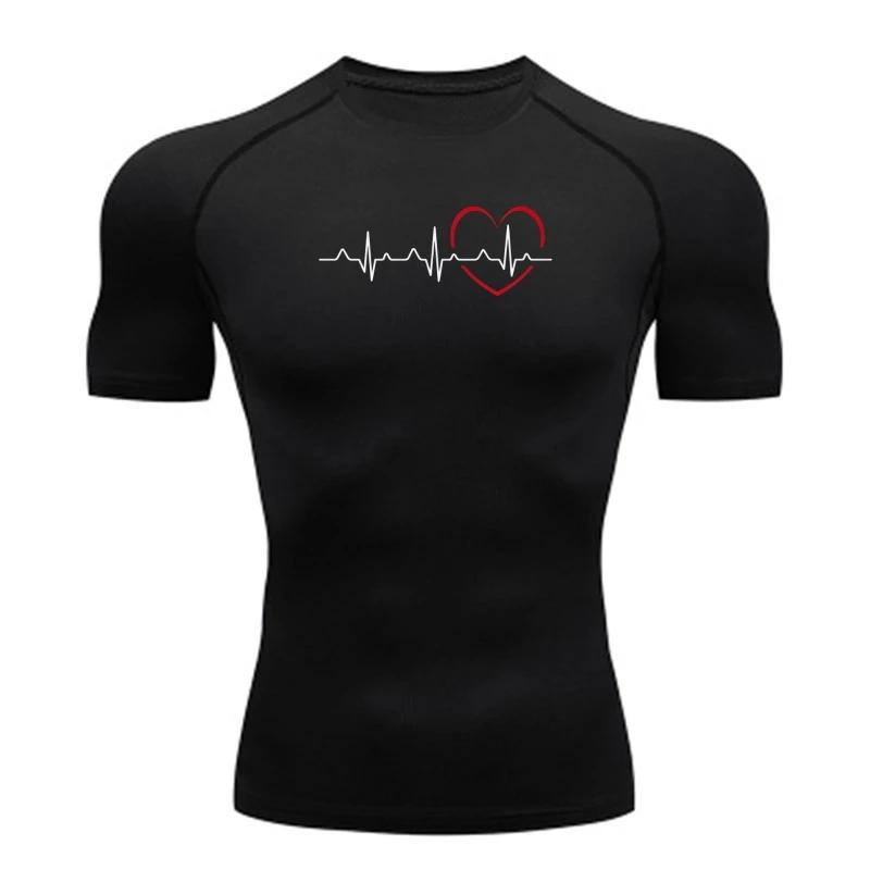 Men Compression T-shirt Printing Short Sleeve Sport Tees Gym Fitness Sweatshirt Male Jogging Tracksuit Homme Athletic Shirt Tops