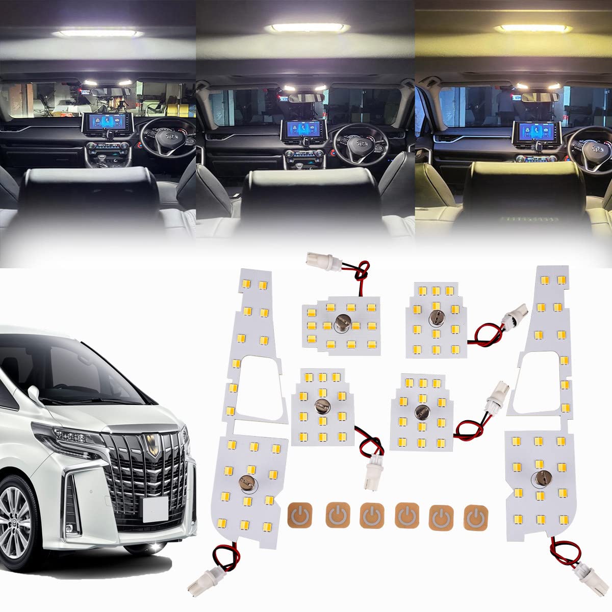 

Комплект светодиодных ламп салона для Alphard 30 серии, специально разработанная новая модель с 3 цветами и 15 уровнями регулировки яркости, интерьер Vellfire 30 серии