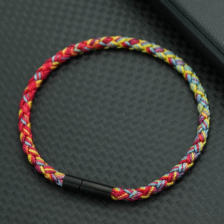 Braided Longlin Rope Bracelet Unisex Colorful Handcrafted Black Clasp Simple Wristband Good Luck Ethnic Cord Daily Joias