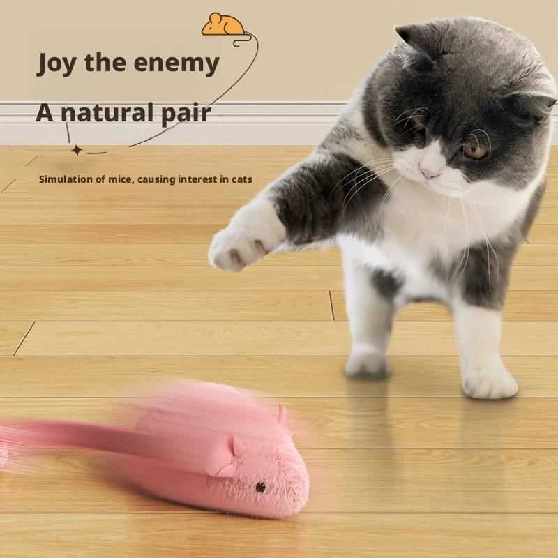 Interactive Plush Mouse Cat Toy with Night Fluorescence Simulation Mouse Cat Self Entertainment Indoor Pet Cat Toy