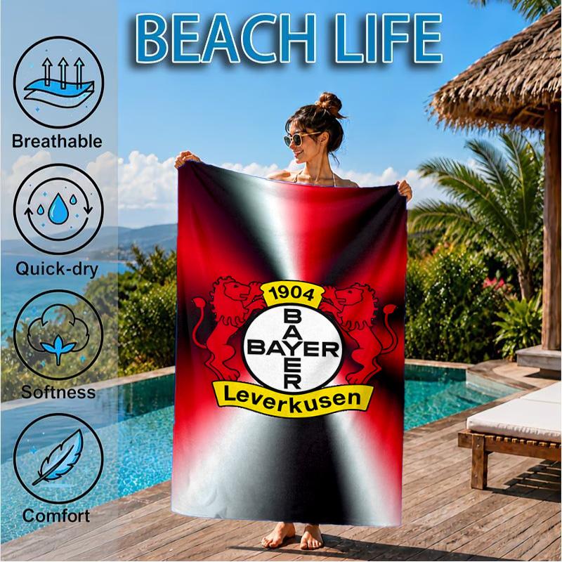 Bayer Football Club Printed Microfiber Beach Towel, Soft And Absorbent, Quick-Dry, Ideal for Summer Travel, Beach Essential, Swimming Pool