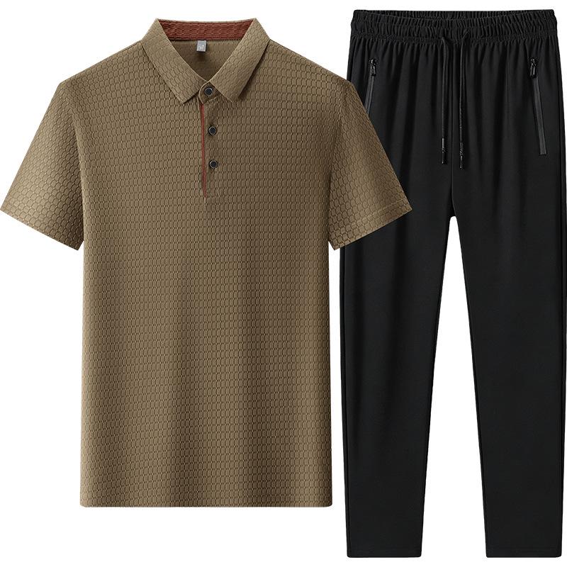 2026 Summer Quick-Dry Business Casual Polo Shirt & Joggers Set for Middle-aged and Elderly Dads