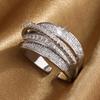 Htpwe Copper Metal Inlaid Zirconium Multi-layer Star Ring Opening Ring Women's Plated 18k Gold Couple Holiday Gift Ring Zircon