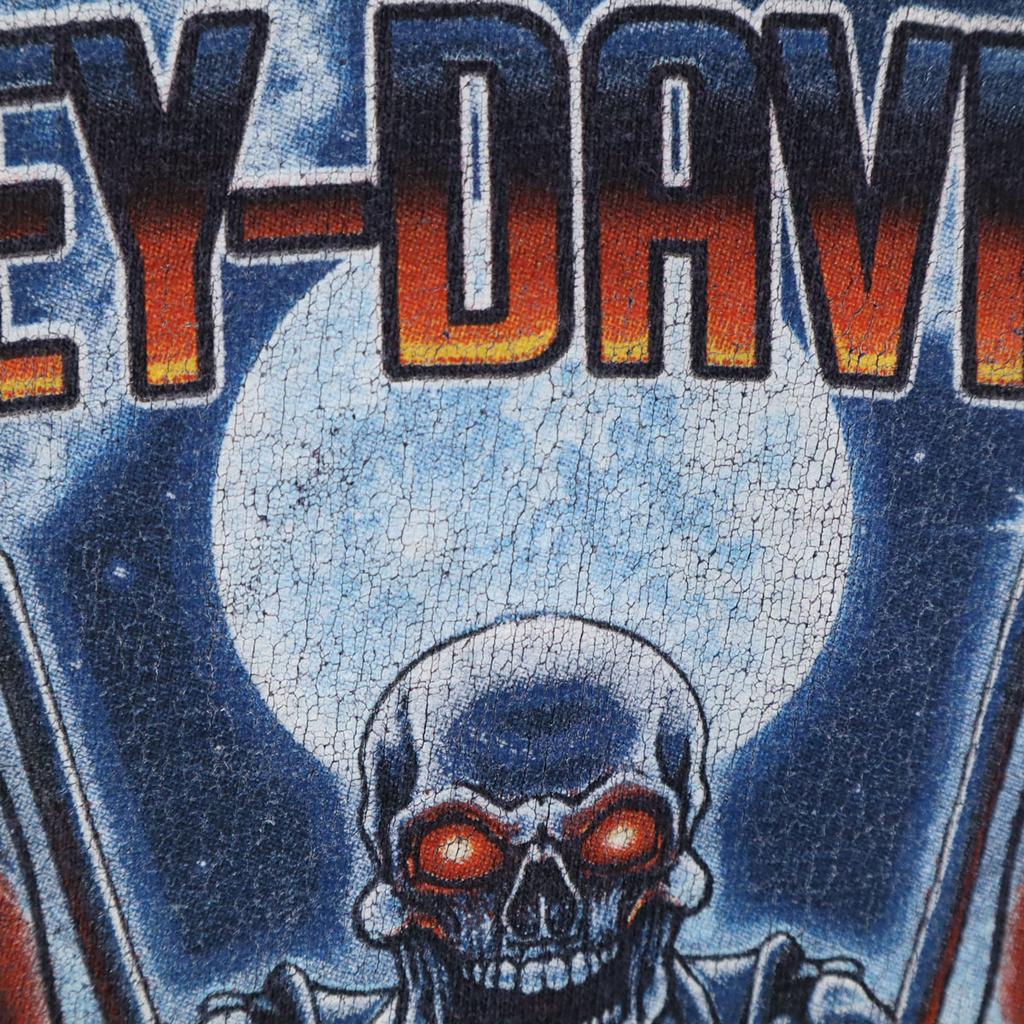 Harley Davidson Back Print BOURBON STREET Short Sleeve T-shirt XL Navy Men's Used