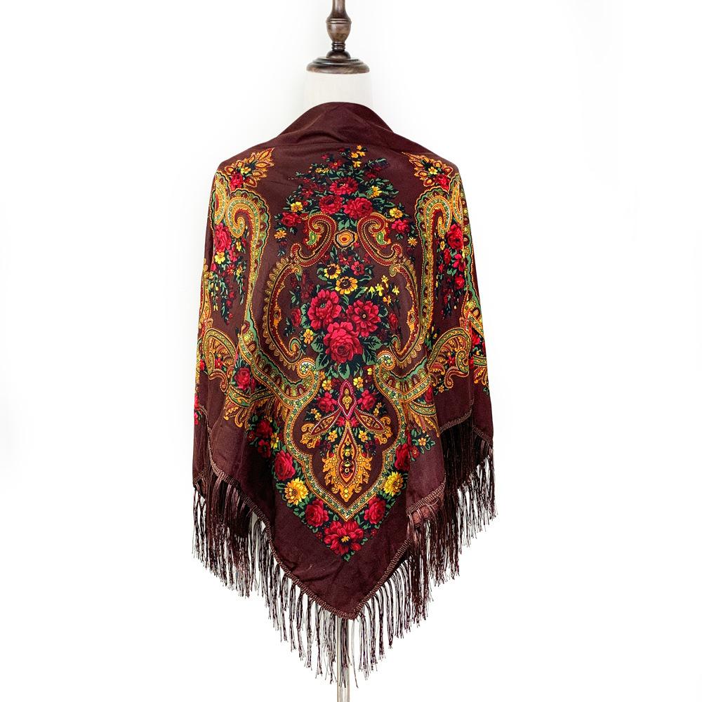 

Retro Style Printed Shawl Fashionable Outerwear Travel Fringe Square Scarf Scarf