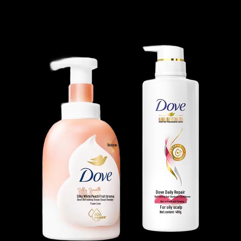 Дуэт: Гель для душа Dove Белый персик и Шампунь против перхоти
