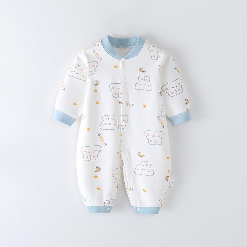 Infant & Toddler Long Sleeve Cotton Romper - Unisex Cartoon Print for Autumn/Winter