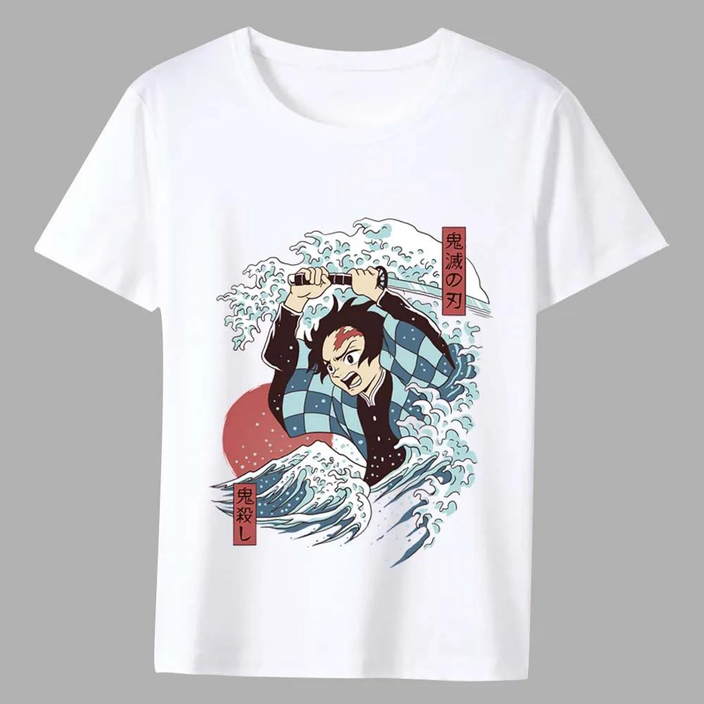 Men's Printing T-shirts Fashion Street Style Wave Pattern Series Tee Shirt Summer Harajuku White Male Short-sleeved Tops Clothes