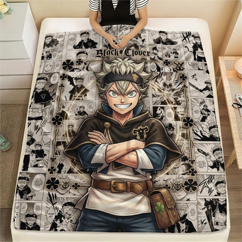1PC Black Clover Patterned Flannel Blanket Suitable For All Seasons For Home Decor Warmth And Comfort Gifts Holiday Present