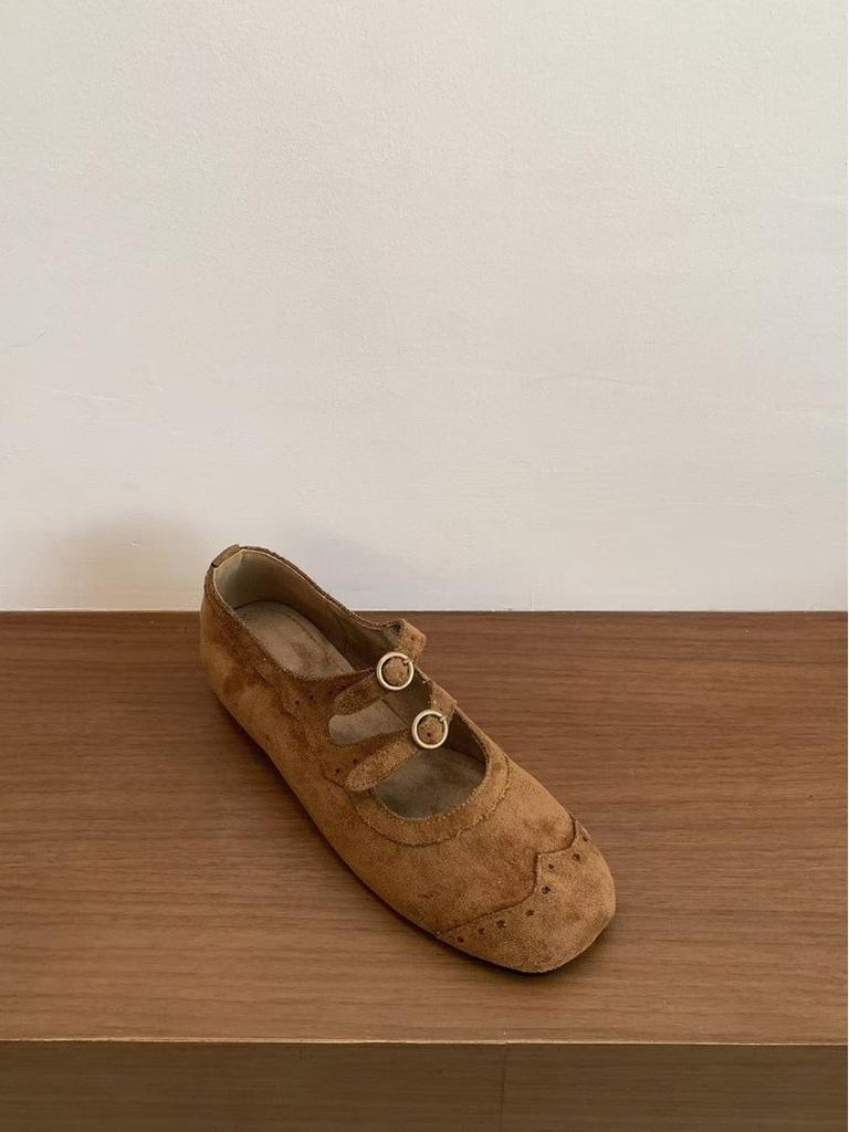 Inner height increase brown round head Mary Jane shoes small leather shoes autumn shoes with skirt single shoes ballet shoes