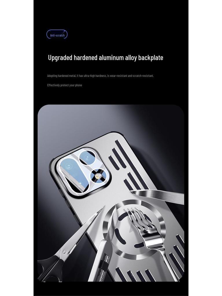 OnePlus 15 Stoßfeste Airbag-Hülle: Eisaluminium, Magnetische Wärmeableitung, Mattes Metall, Leichtgewicht.