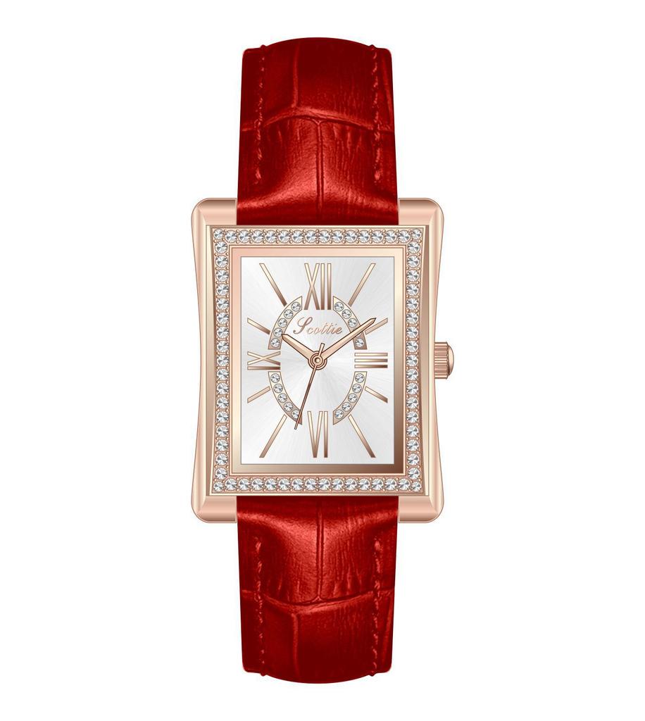 Square Quartz Ladies Watch Fashion Diamond Set Roman Vintage Watch Femininity Leather Strap