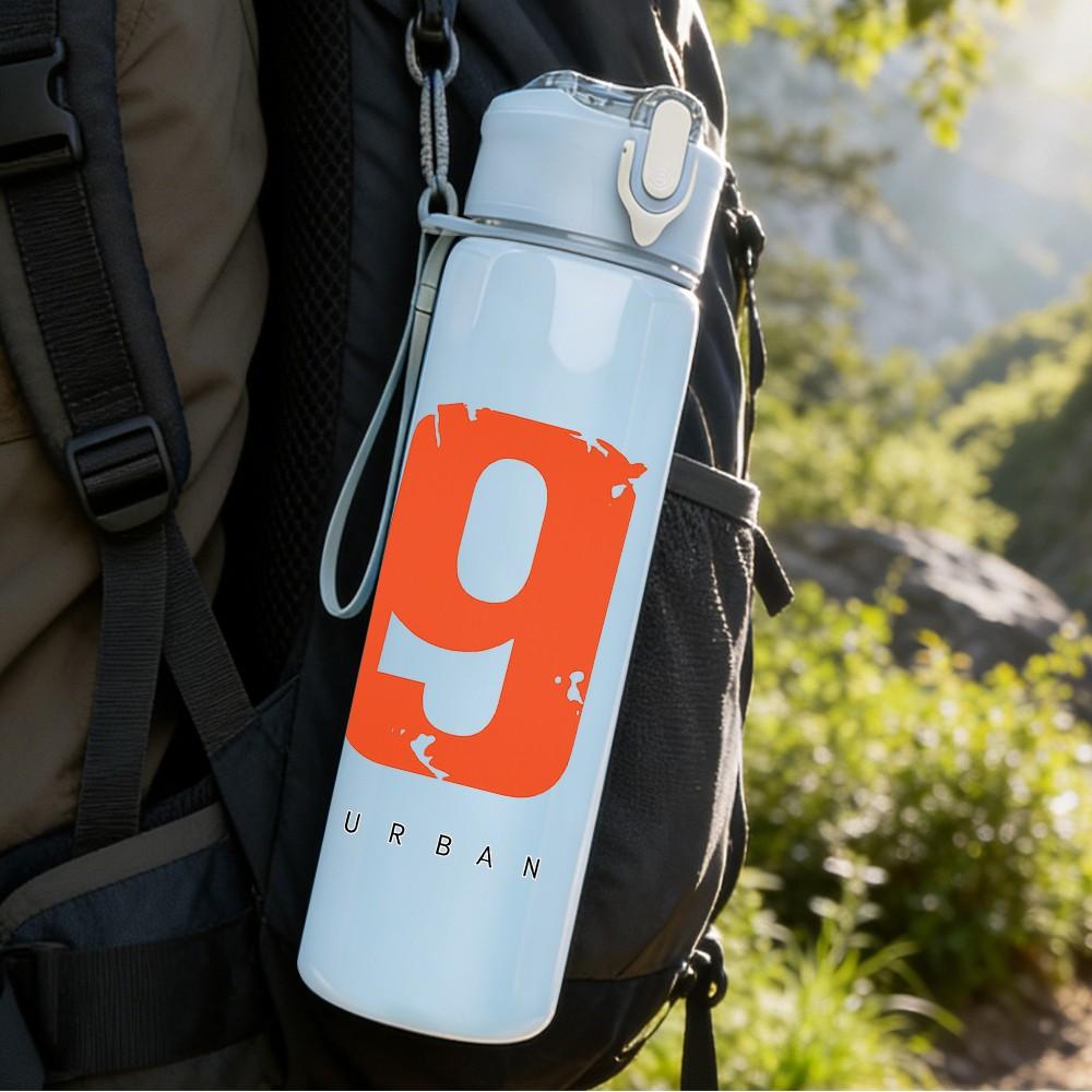 1PC 94 Urban Style Number Print 750ml Color Plastic Sports Water Bottle Leakproof Flip Straw Lid Suitable for Sports Office Home Use