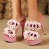 Fashion 15cm Stiletto Heel Wedding Shoes with Crystal Embellishment - Waterproof Platform Sandals for Bridal & Evening Event