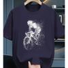 Men's Cotton Short Sleeve T-Shirt Stylish Geometric Bicycle Print Crew Neck Perfect for Outdoor Activities Clothing