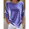 JPNTKY Women's Fashion Casual Solid Color Print Long Sleeve O-Neck Blouses & Shirts