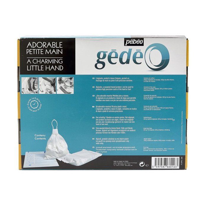 Kit Moulage Petite Main GEDEO - PEBEO - 250 grs d'alginate - 500 grs de plâtre résine - Blanc - 10 ans et plus
