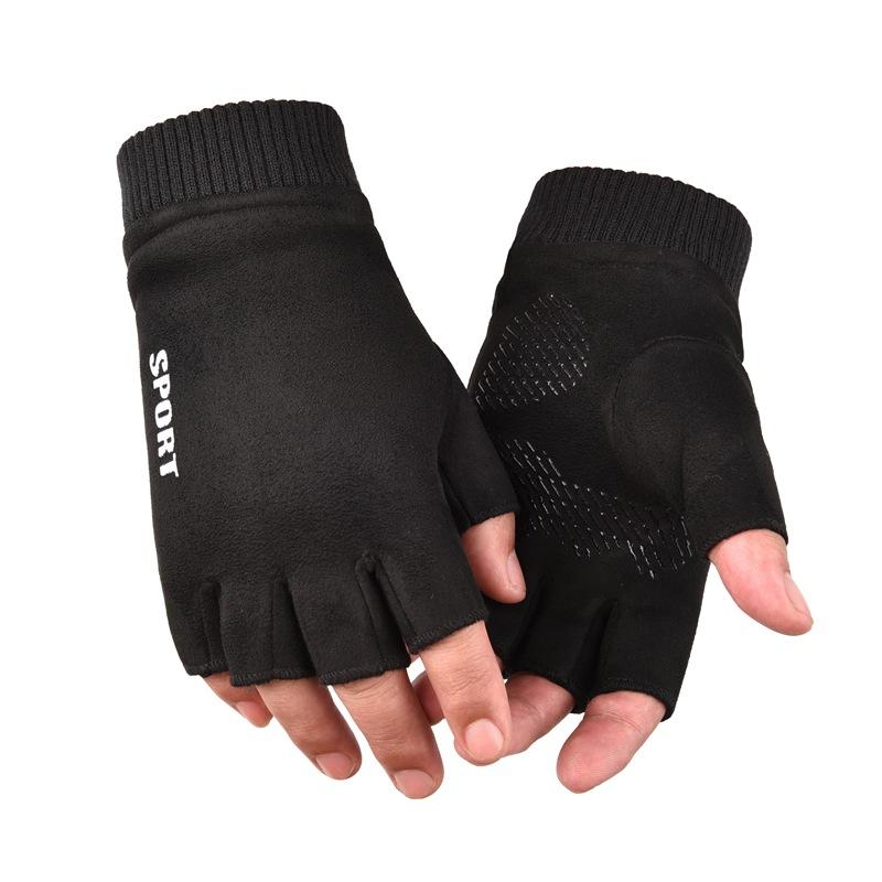 

Замшевые перчатки без пальцев мужские и женские осенне-зимние бархатные теплые нескользящие перчатки для езды, вождения, занятий спортом на открытом воздухе one size fits all чёрный