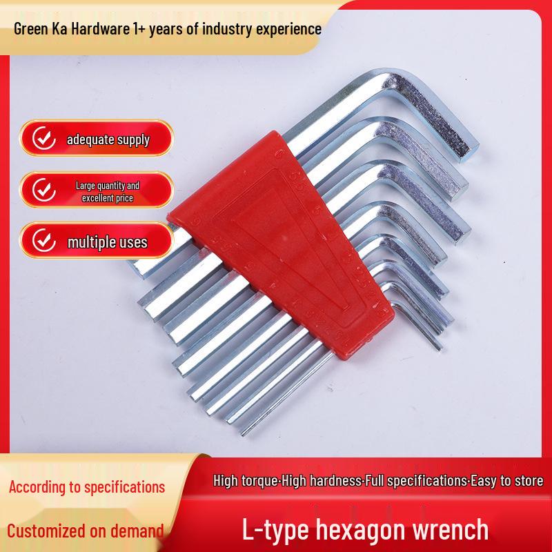 8-Piece L-Shaped Short Hexagon Wrench Set with Galvanized Flat Heads