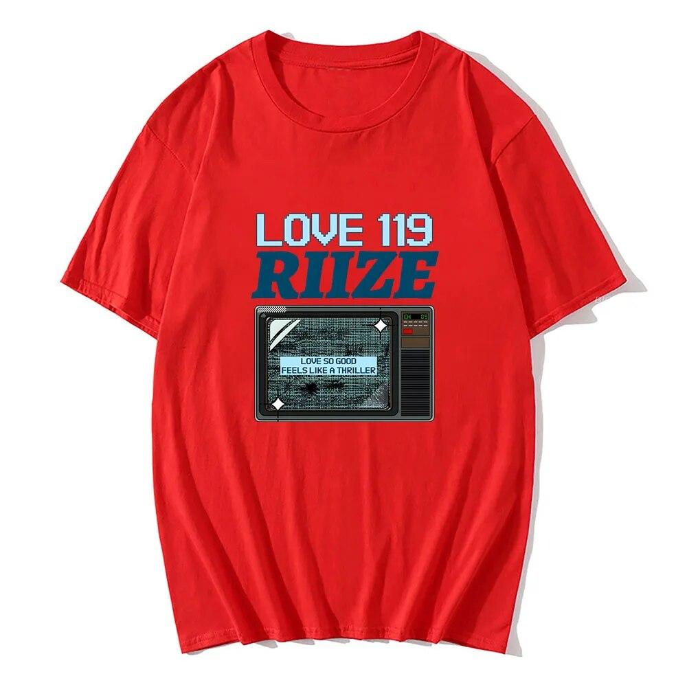 Love 119 Riize Rise and Realize Trička Kluci Kpop Band Potisk Trička Bavlna Krátký rukáv Ženy Trička Jarní Neformální trička