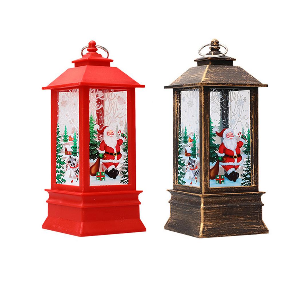 Christmas Lantern Ornament Santa Claus Snowman Elk Night Light Xmas Decorations New Year Gift