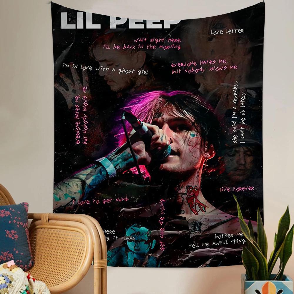 Singer Lil Peep Tapestry Art Printing Art Science Fiction Room Home Decor Home Decor