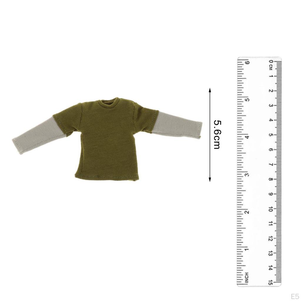 1/12 Male Long Sleeve T Shirt Costume, Miniature Handmade Doll Clothes for 6 Inch Soldiers