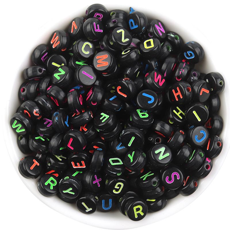 Acrylic Luminous Letter Beads, Multi-Style, 100 Pcs/bag for DIY Bracelets