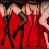 3DAurora Glossy Stockings for Women Lace Long Tube Socks Black Sexy Glossy Ultra-thin One-piece Suspender Stockings Summer