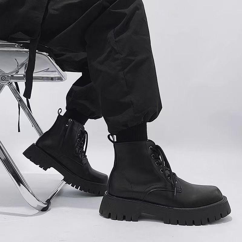 Boty pro muže Kožené Vysoké boty pro muže Britské Kůže Vysoká kvalita Platformové boty Trend Nástrojové Pánské boty Botas Para Hombre