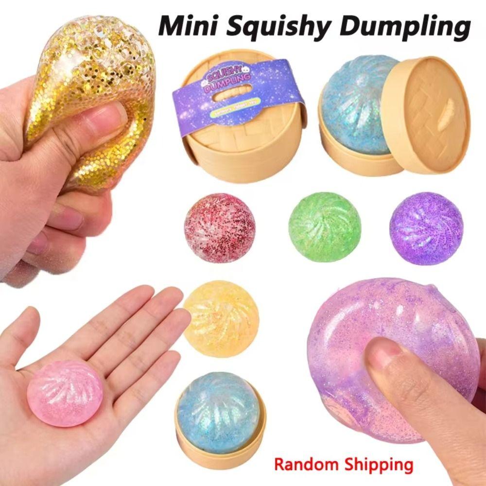 Mini Glitter Dumpling Squishy Toys Realistic Bun Sensory Fidget Ball Squishy Dumpling  Kids Adults