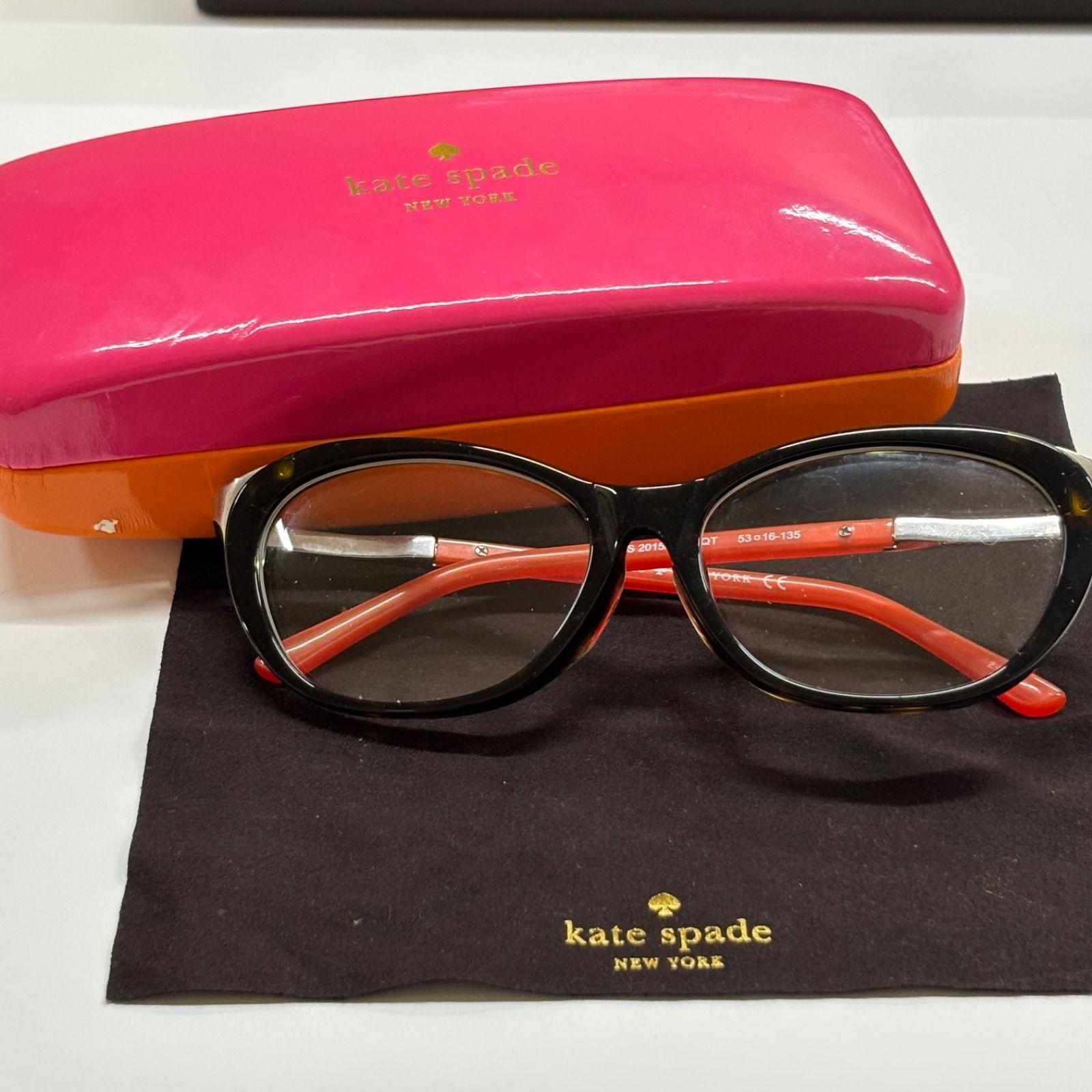 Used (b) kate spade glasses frame black x red with case/0104
