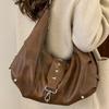 Niche tote bag retro texture casual large capacity shoulder bag soft leather lazy style high value fashionable bag women