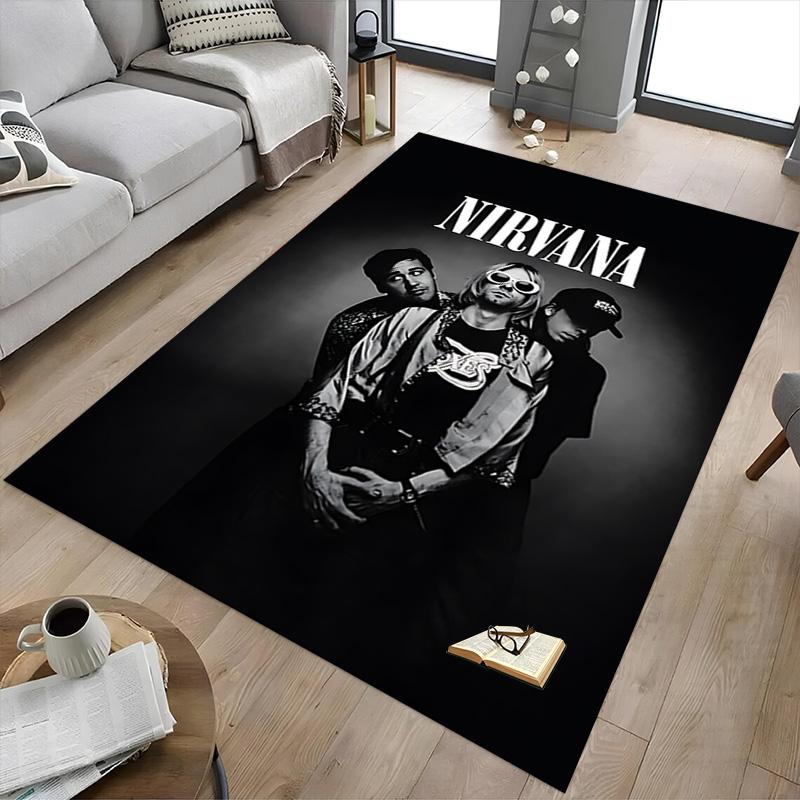Nirvana Band Portrait Carpet For Playroom Bedroom Living Room Sofa Home Decorkids Game Area Rug Nonslip Floor Mat