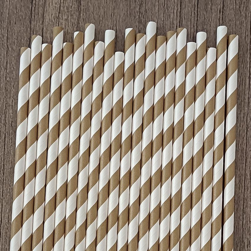 25 Colorful Striped Paper Straws - Disposable, Creative, Decorative for Desserts & Beverages
