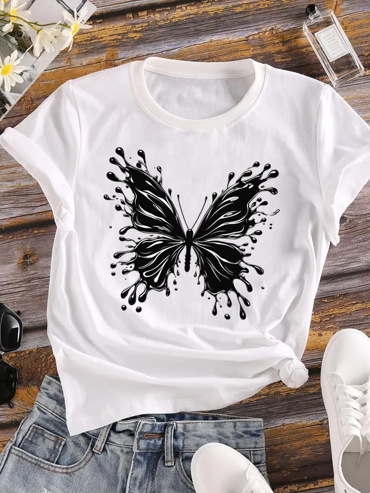 (Asian Size) cute style 90s Female Top Fashion Graphic Short Sleeve T-shirts Casual T Shirt  Lady Printed Clothing Women Tee