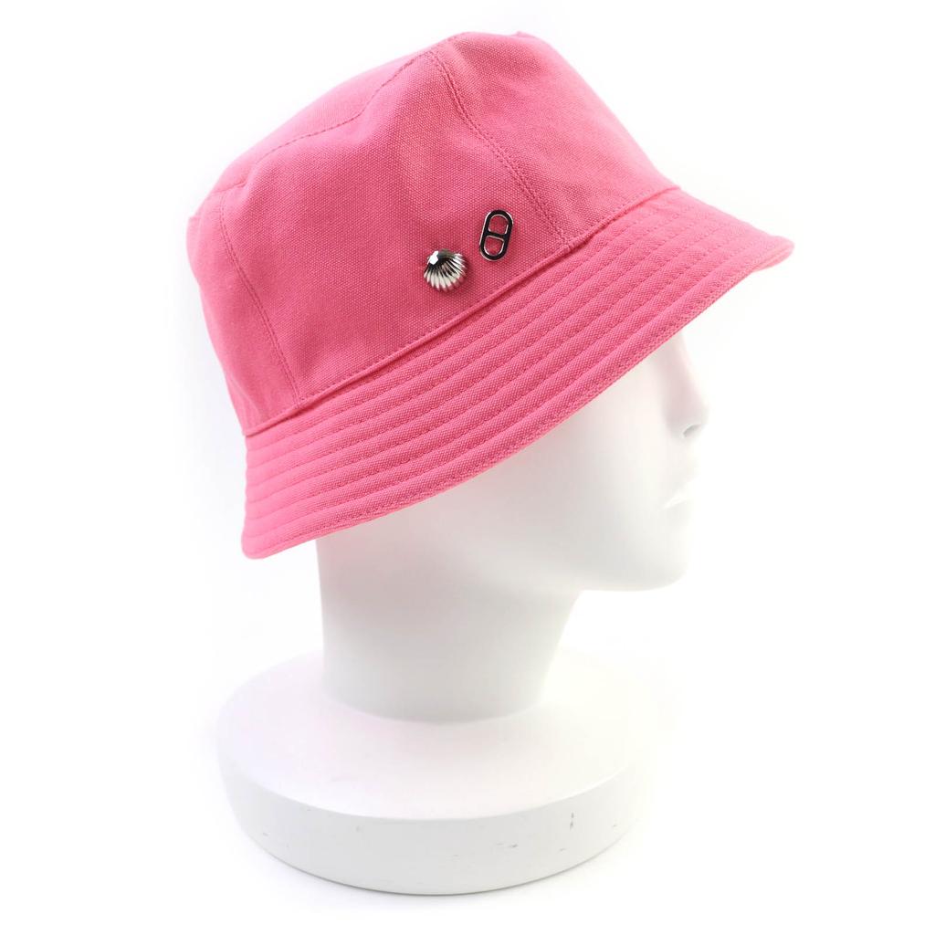 Pristine HERMES Hat Calvi Seashell Pink Cotton Women 57 H241065N Used