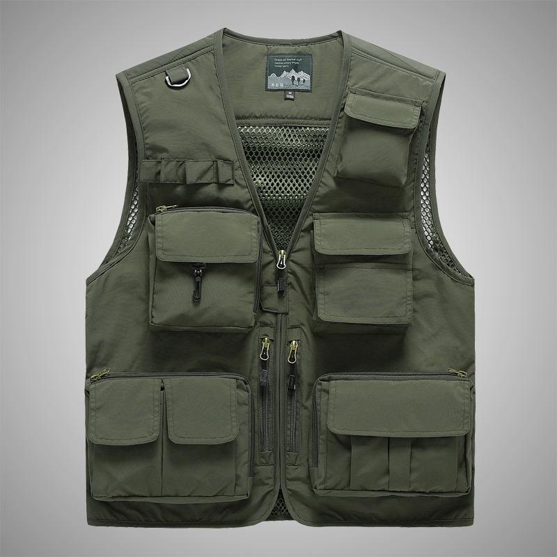 Spring and Autumn New Multi-Pocket Men's Vest Thin Trendy Breathable New Outdoor Mountaineering Waistcoat