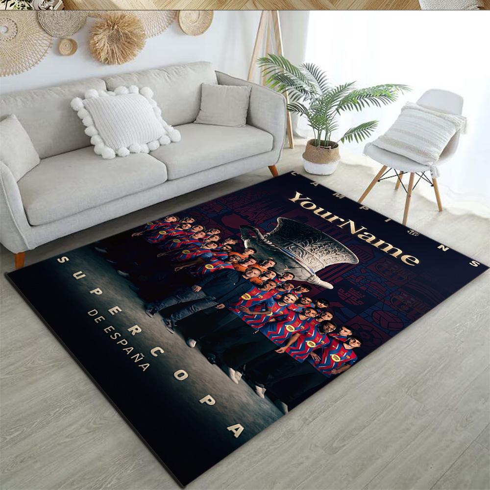 Fc Barcelona Customized Name Area Rug Design for Dormitory Entryway Outdoor Foyer Anti-slip Rug Office Home Decor Perfect Birthday/Christmas Gift Idea