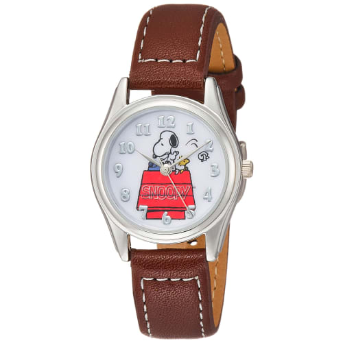 

ALIAS Женские аналоговые часы Snoopy с водонепроницаемым кожаным ремешком, WW18096SN, Коричневый