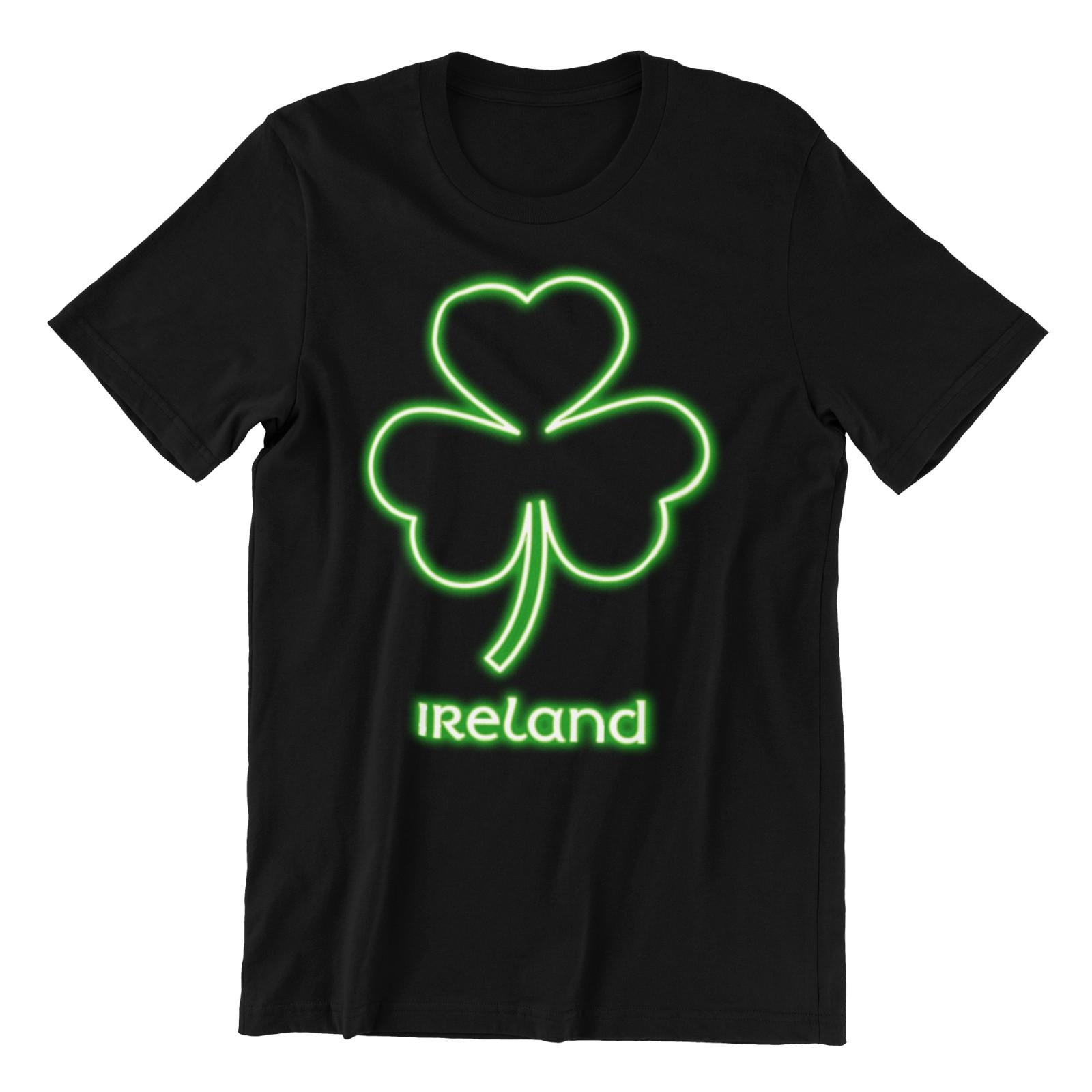 IRISH St Patricks Day T-Shirt Mens Womens Tees Top Mens Womens Baby - IRELAND Clover Glow Gift L