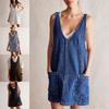 Cowboy Strap Dress2024 European and American Summer New Women Clothes Denim Brace Adjustable Mini Dress