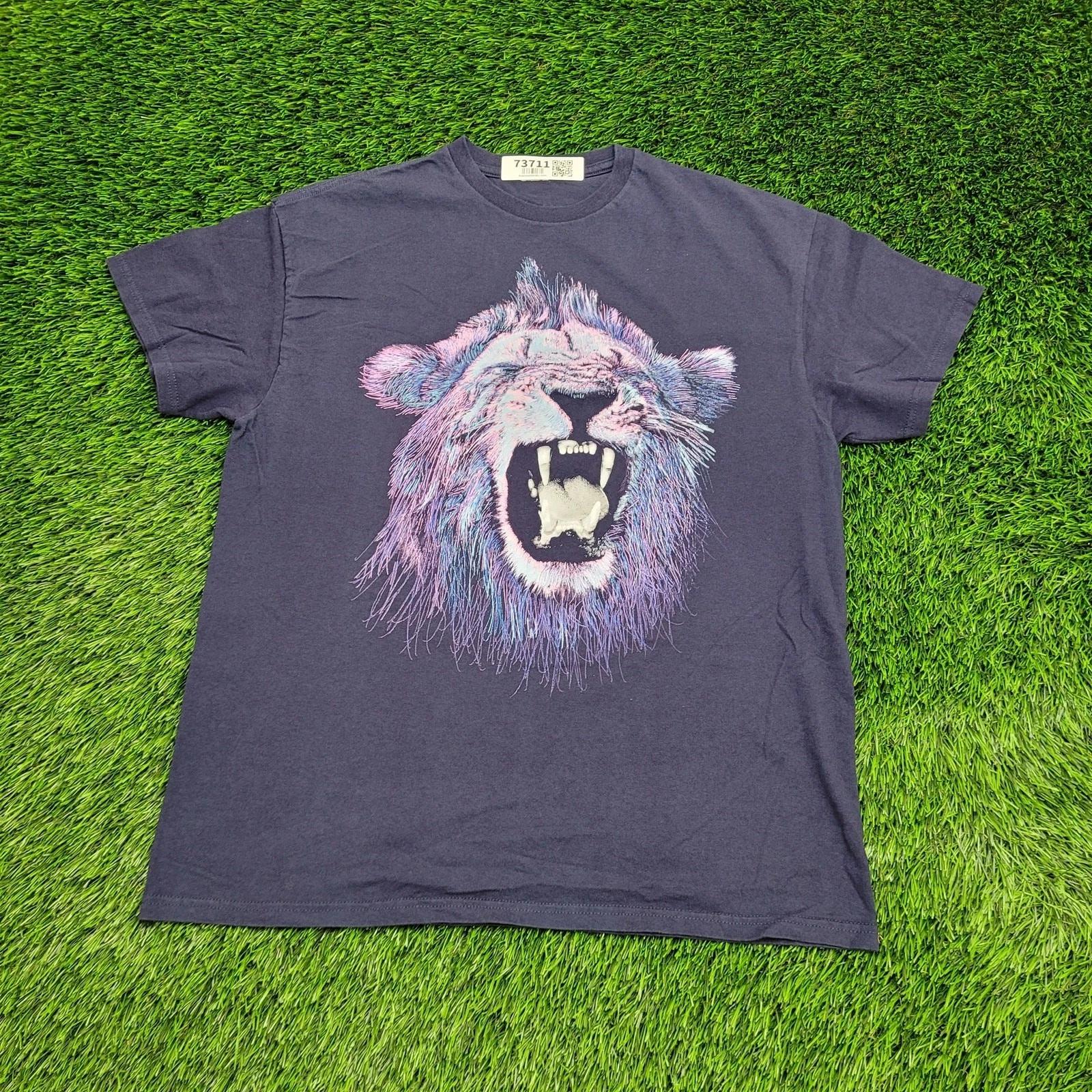 Lion Art Shirt Medium 20x26 Blue 3XL