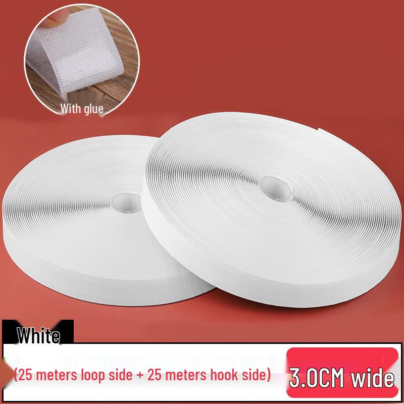 25 m dubbelsidig kardborreband - Självhäftande för gardiner, myggnät och bilmattor
